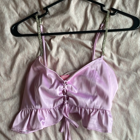 Crop top with crystal straps - Picture 2 of 3